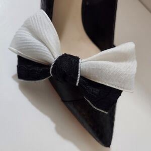 Shoe Clips Black and White Bow for Shoes